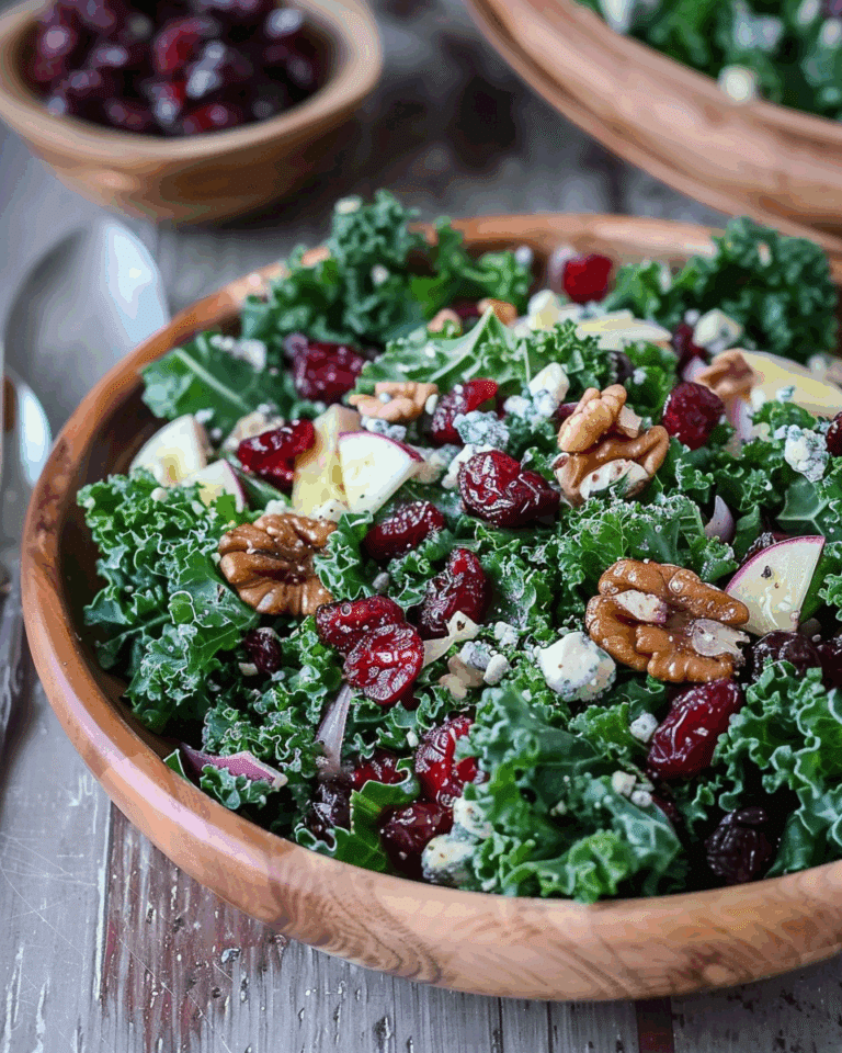Maple Kale Salad with Cranberries and Blue Cheese