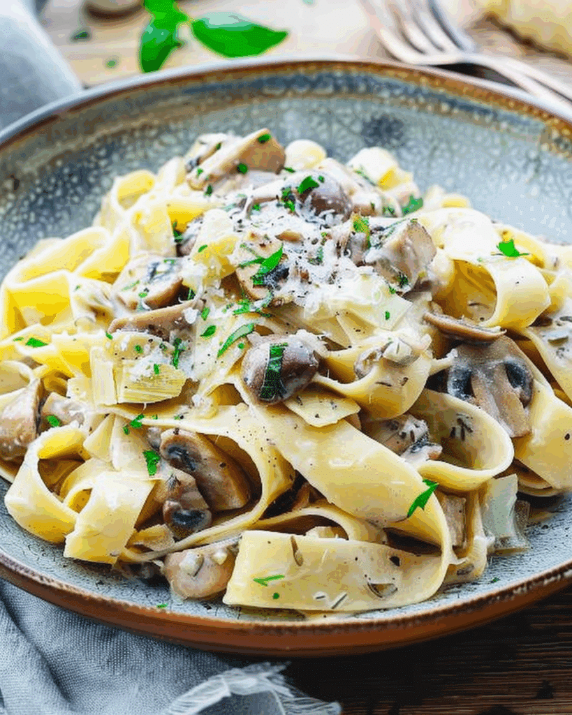 Pappardelle Pasta with Porcini Mushrooms & Leek