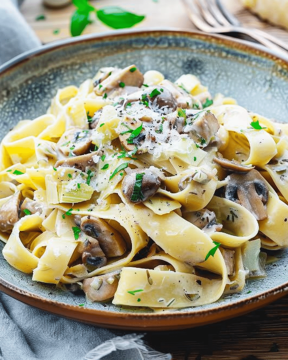 Pappardelle Pasta with Porcini Mushrooms & Leek