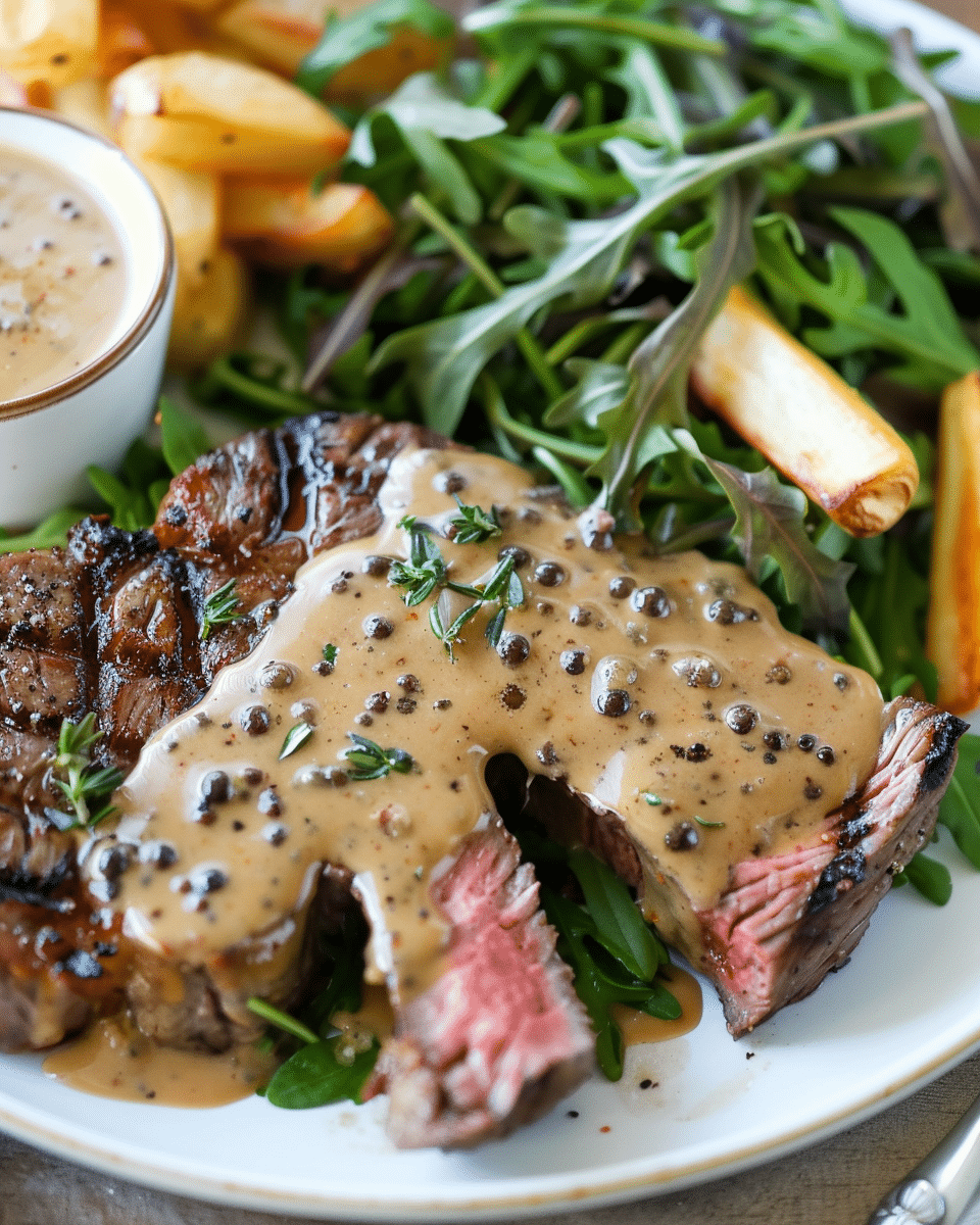 Perfect Steak with Peppercorn Sauce