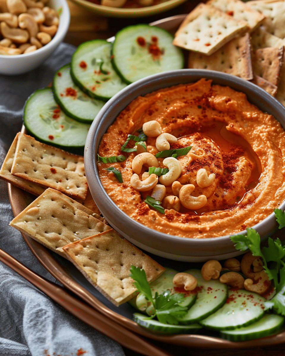 Roasted Red Bell Pepper Cashew Dip