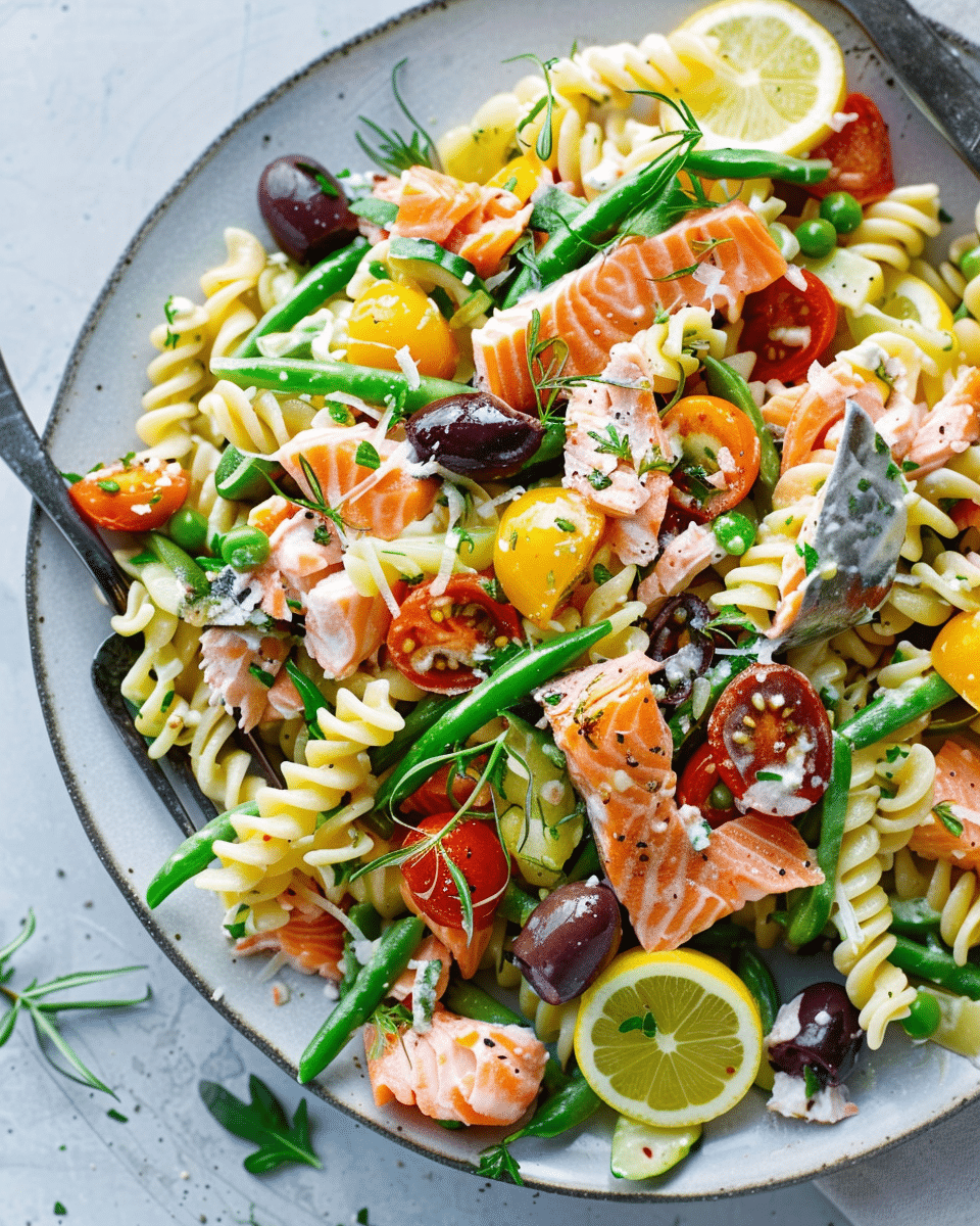 Salmon Nicoise Pasta Salad