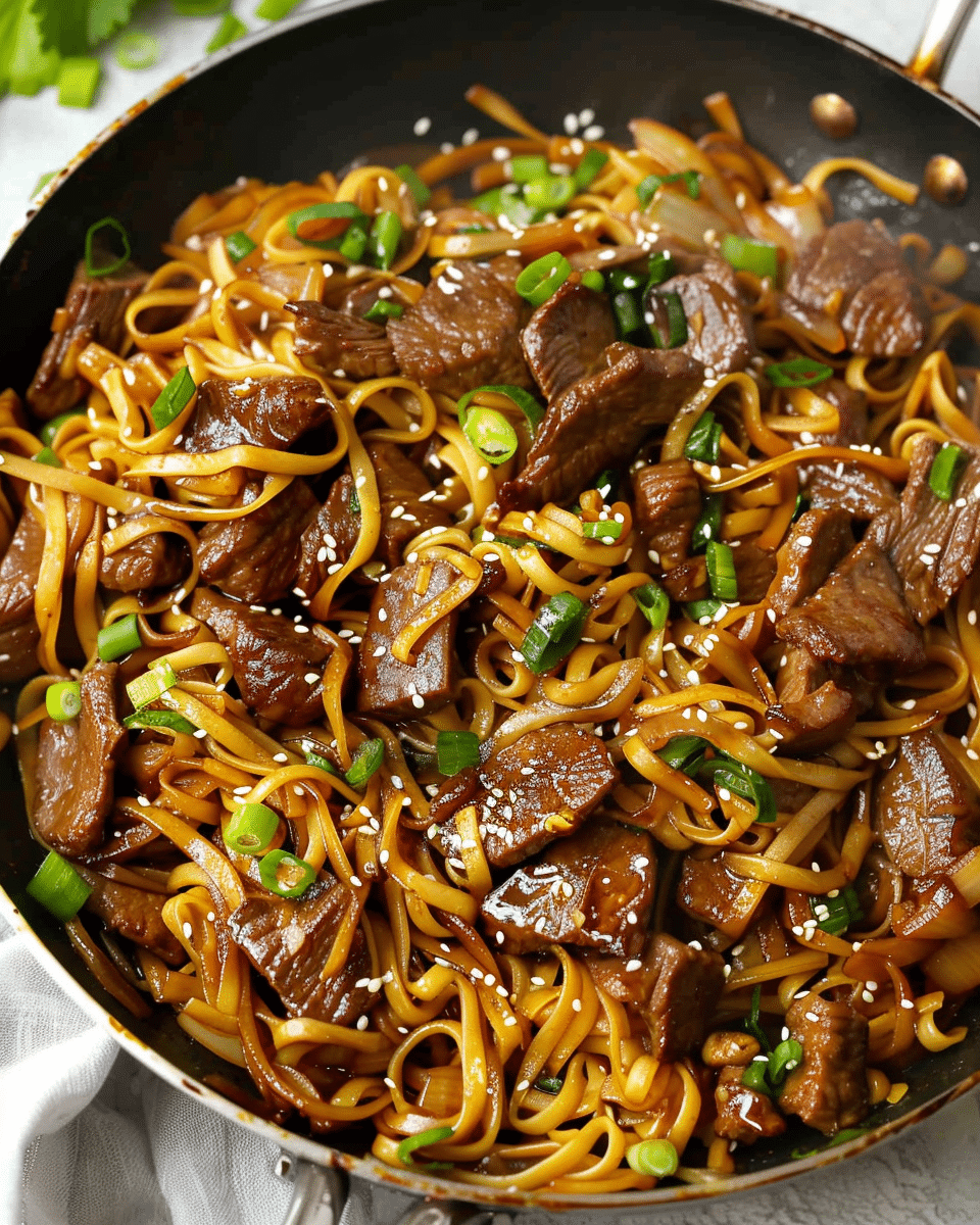 Sticky Beef & Noodles {One Pan}