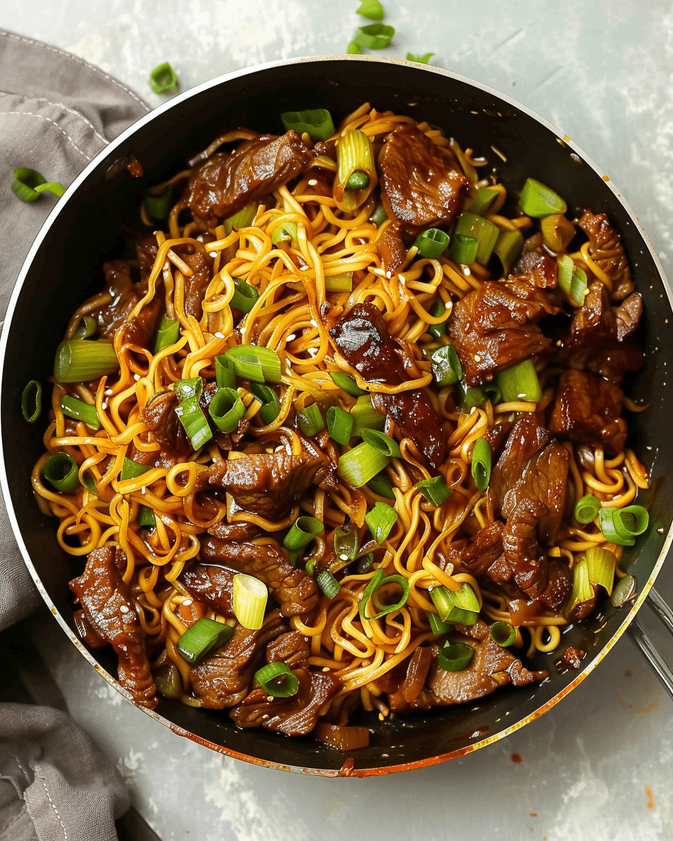 Sticky Beef & Noodles {One Pan}