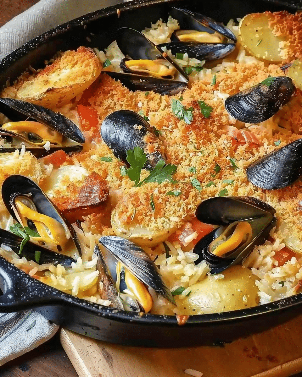 Tiella Recipe (Rice, Potatoes, and Mussels Casserole)