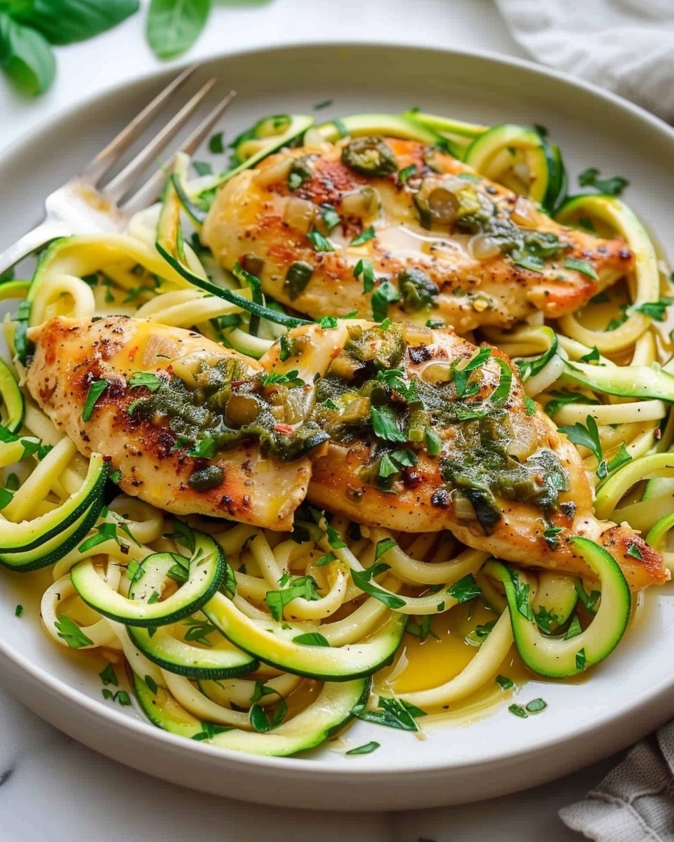 Amazing 30-Minute Chicken Piccata Over Zucchini Ribbons Recipe