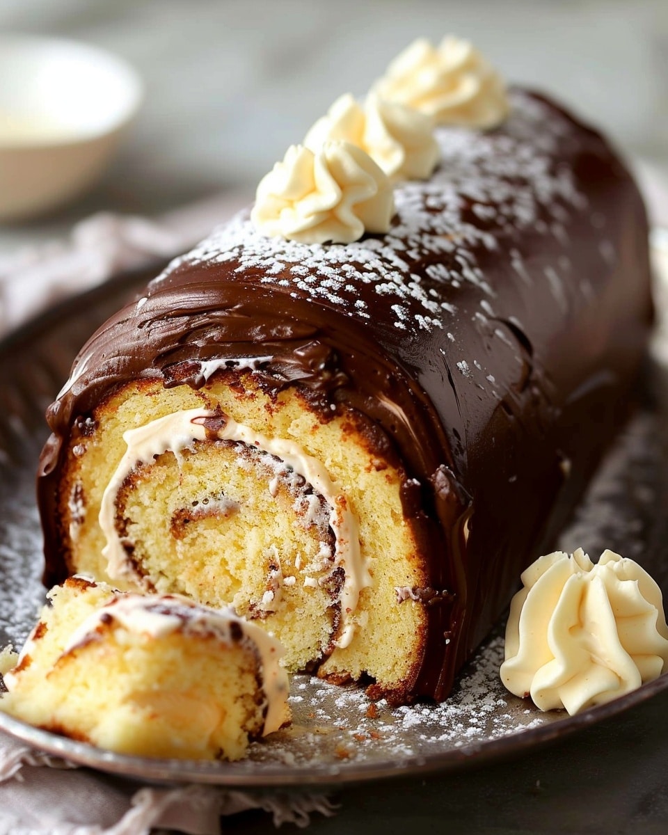 Boston Cream Roll Cake