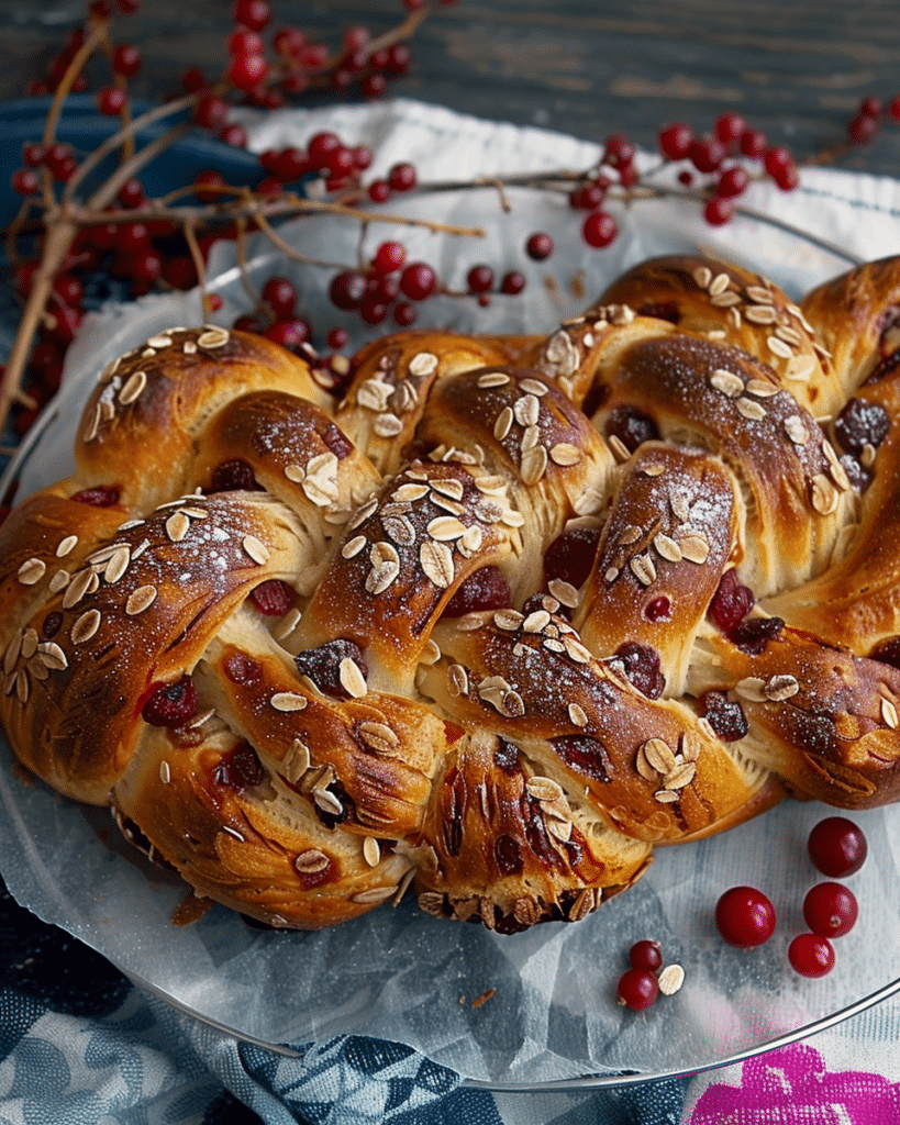 Finnish-Style Cardamom Cranberry Pulla