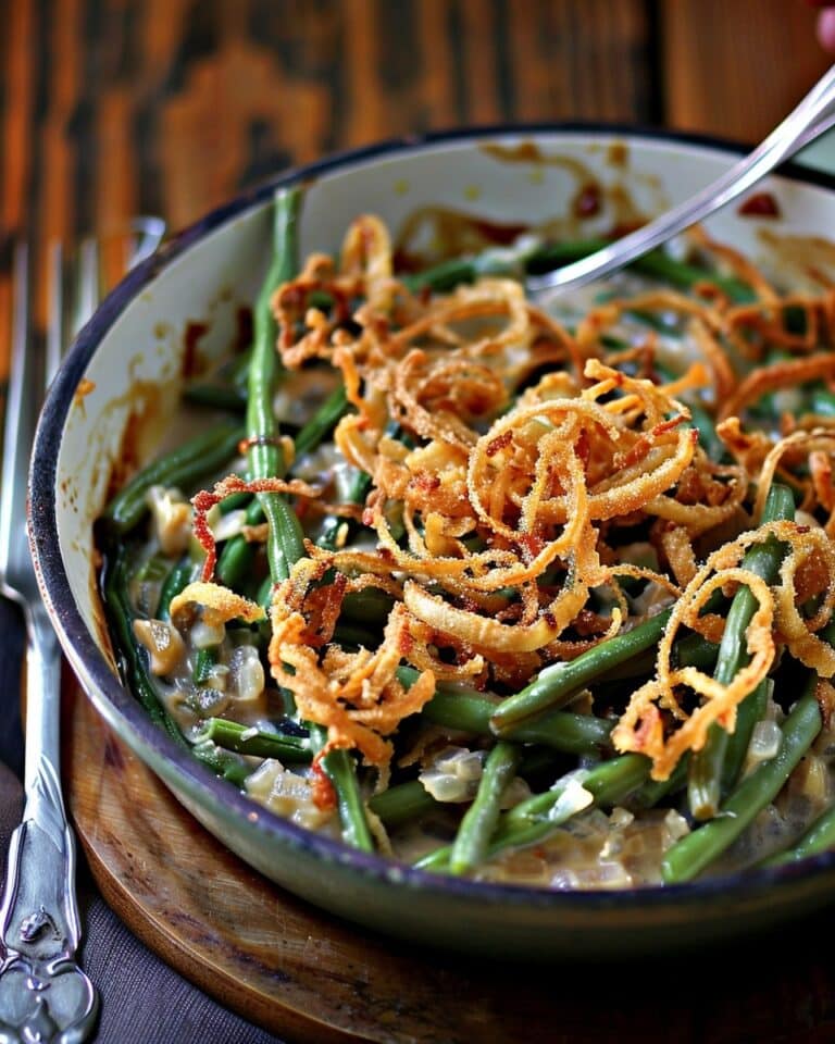 Fresh Green Bean Casserole with Crispy Onions