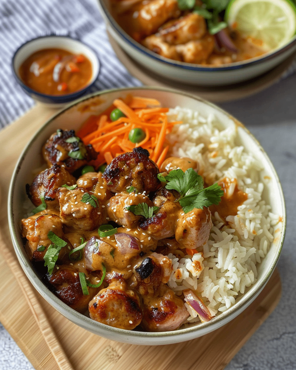 Satay Sausage Rice Bowls