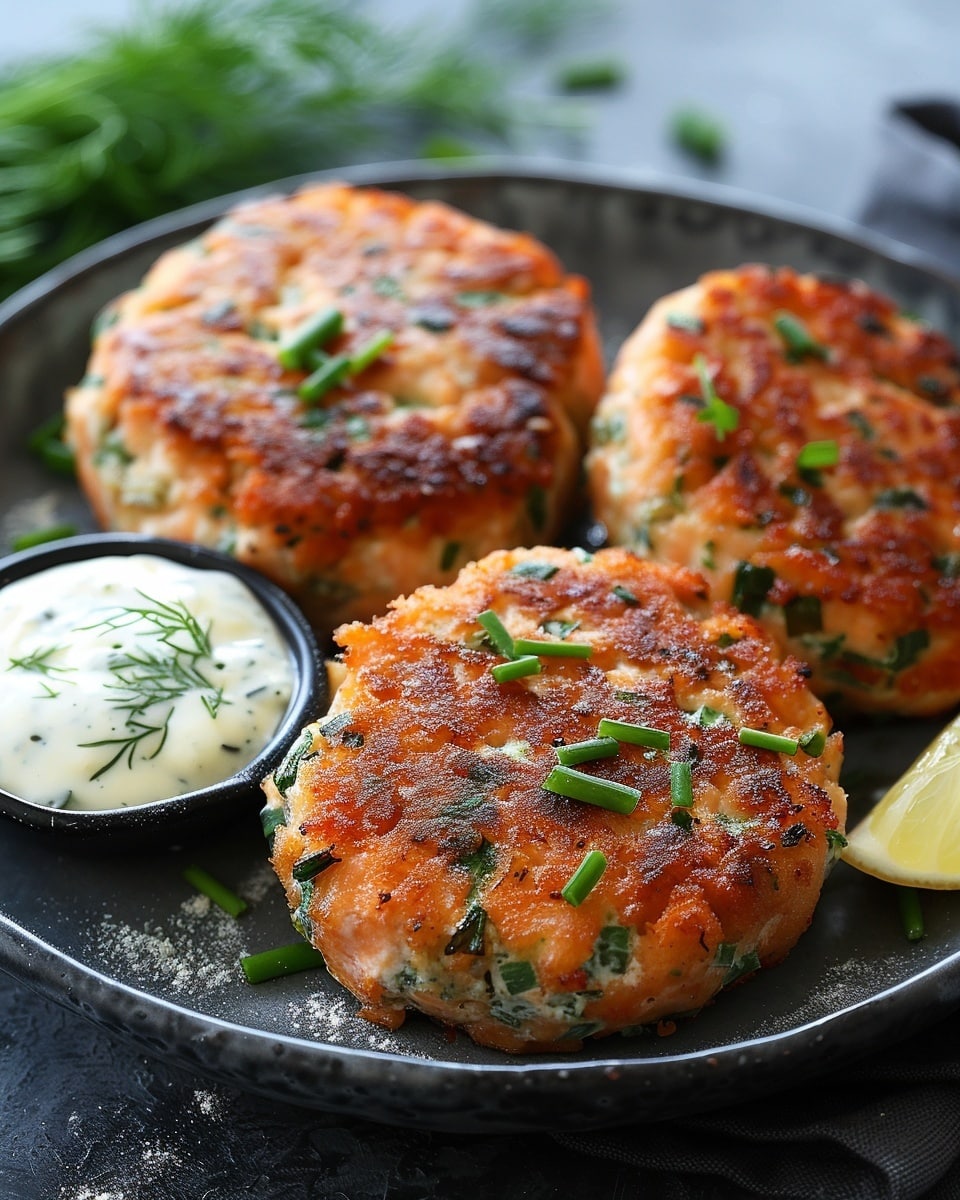 Salmon Cakes with Chive and Garlic Sauce Recipe